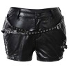 Women Buckle Belt Short Black Gothic Punk PU Leather Short For Women 